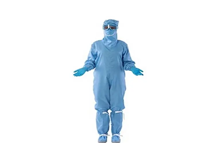 Fresenius Kabi full body protective suit in blue (Photo)